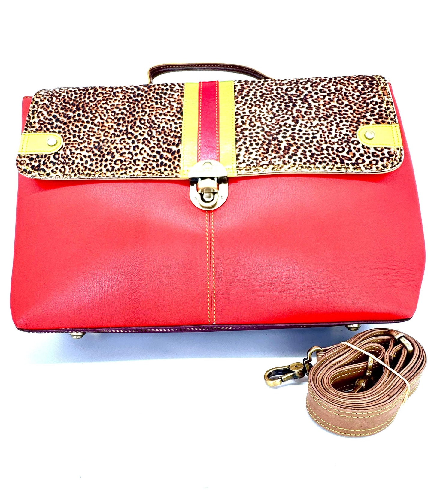 Recycled Coloured Leather Laptop Briefcase Bag, Colourful Unique Briefcase - JayKayBoutiqueOnline
