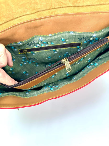 Recycled Coloured Leather Laptop Briefcase Bag, Colourful Unique Briefcase - JayKayBoutiqueOnline