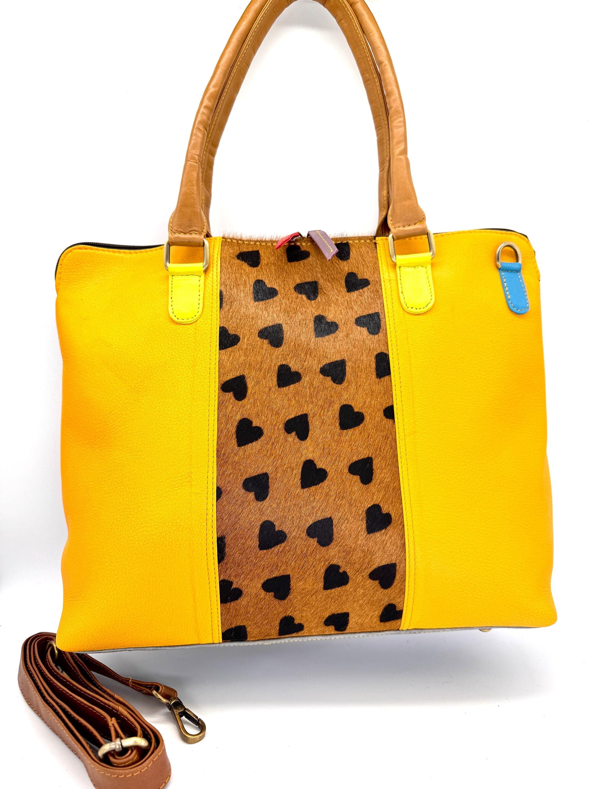 Recycled Coloured Leather 16" Laptop Tote Bag - JayKayBoutiqueOnline