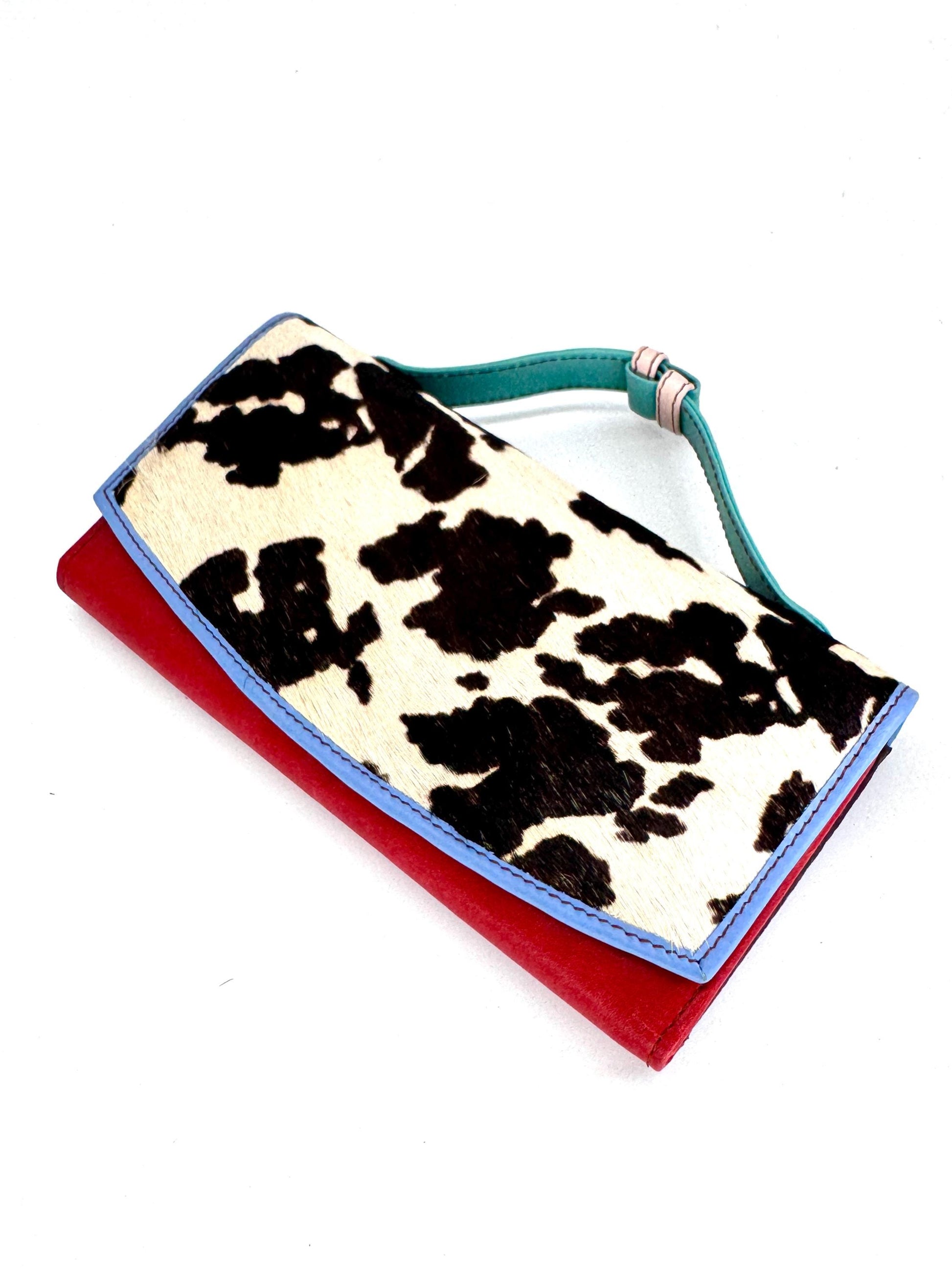 Coloured Leather Purse Clutch Wallet with Animal Print Hide - JayKayBoutiqueOnline