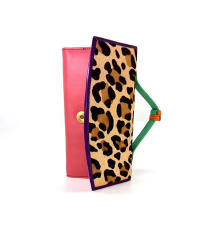 Coloured Leather Purse Clutch Wallet with Animal Print Hide - JayKayBoutiqueOnline