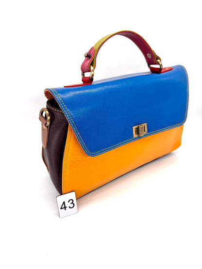 Coloured Leather Top Handle Leather Handbag with Animal Print Hide Options - JayKayBoutiqueOnline