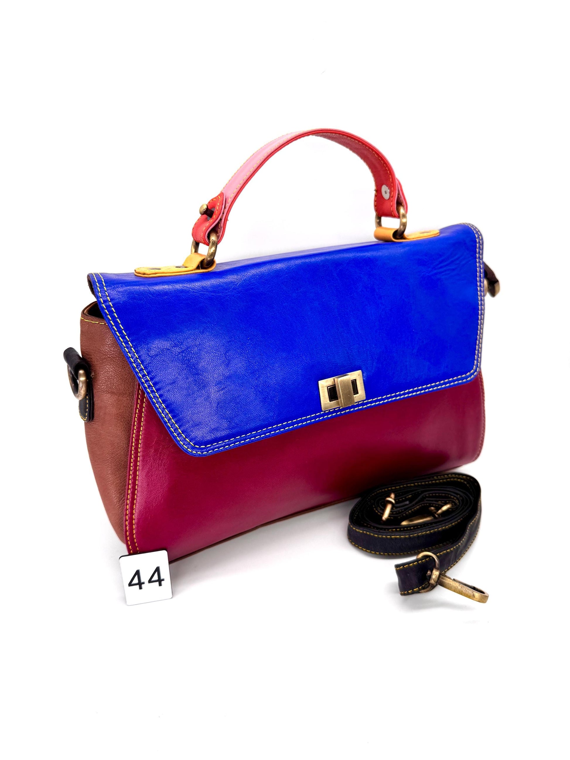 Coloured Leather Top Handle Leather Handbag with Animal Print Hide Options - JayKayBoutiqueOnline