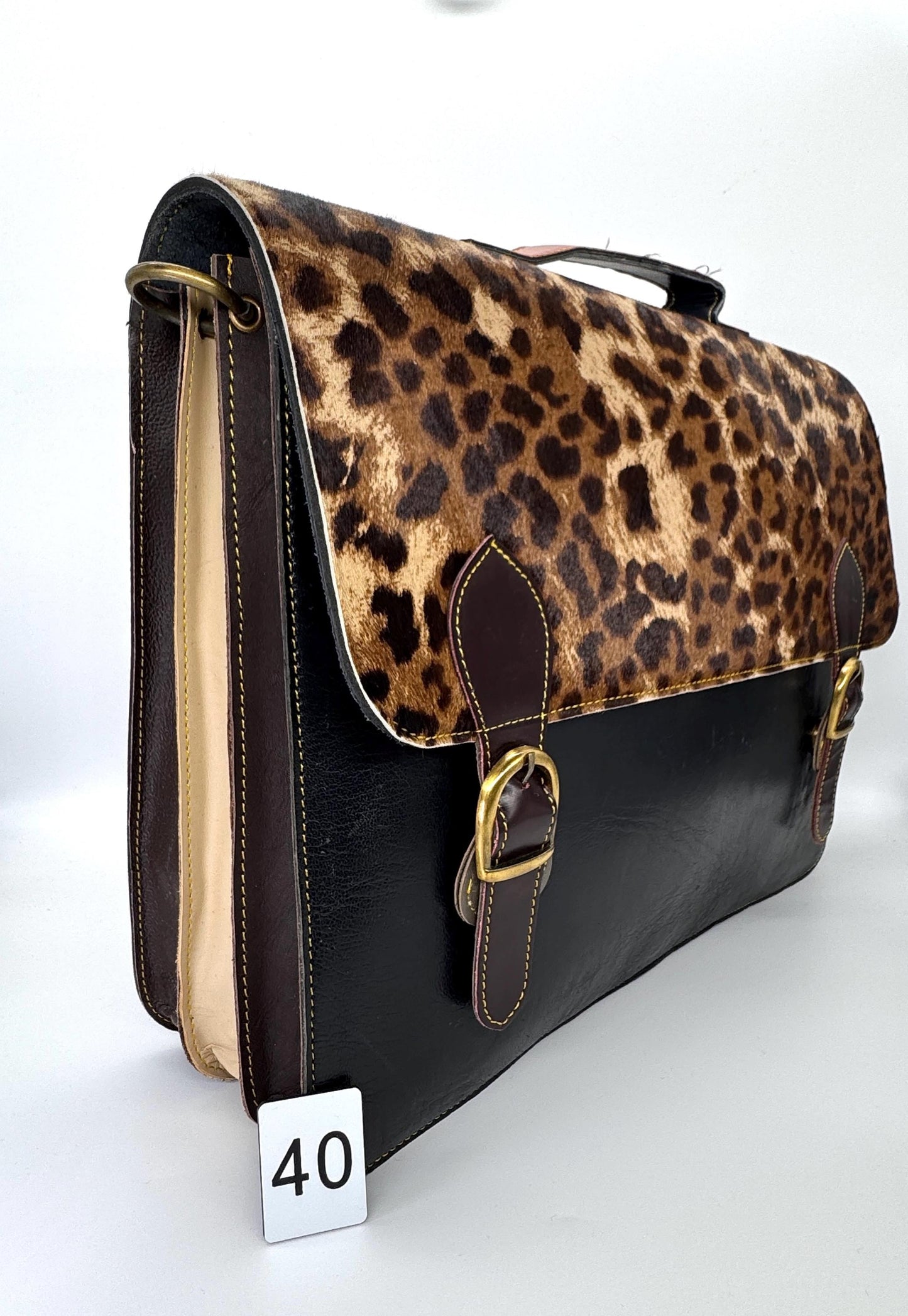 Recycled Leather Satchel: Animal Print, Student Bag, Schoolbag, Office bag - JayKayBoutiqueOnline