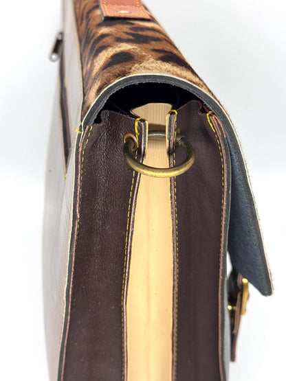 Recycled Leather Satchel: Animal Print, Student Bag, Schoolbag, Office bag - JayKayBoutiqueOnline