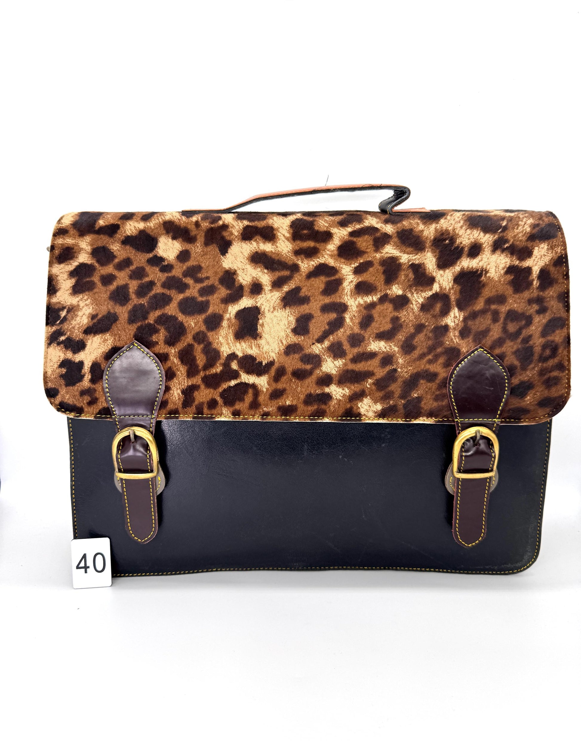 Recycled Leather Satchel: Animal Print, Student Bag, Schoolbag, Office bag - JayKayBoutiqueOnline