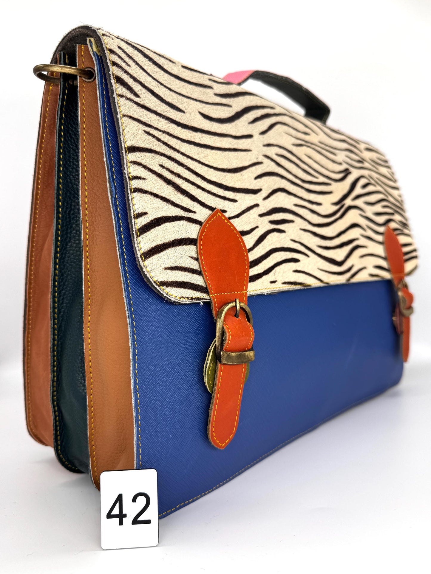 Recycled Leather Satchel: Animal Print, Student Bag, Schoolbag, Office bag - JayKayBoutiqueOnline