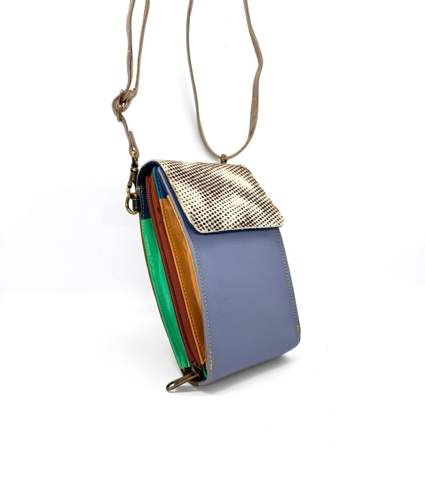 Coloured Leather Crossbody Phone Bag with Hide - JayKayBoutiqueOnline