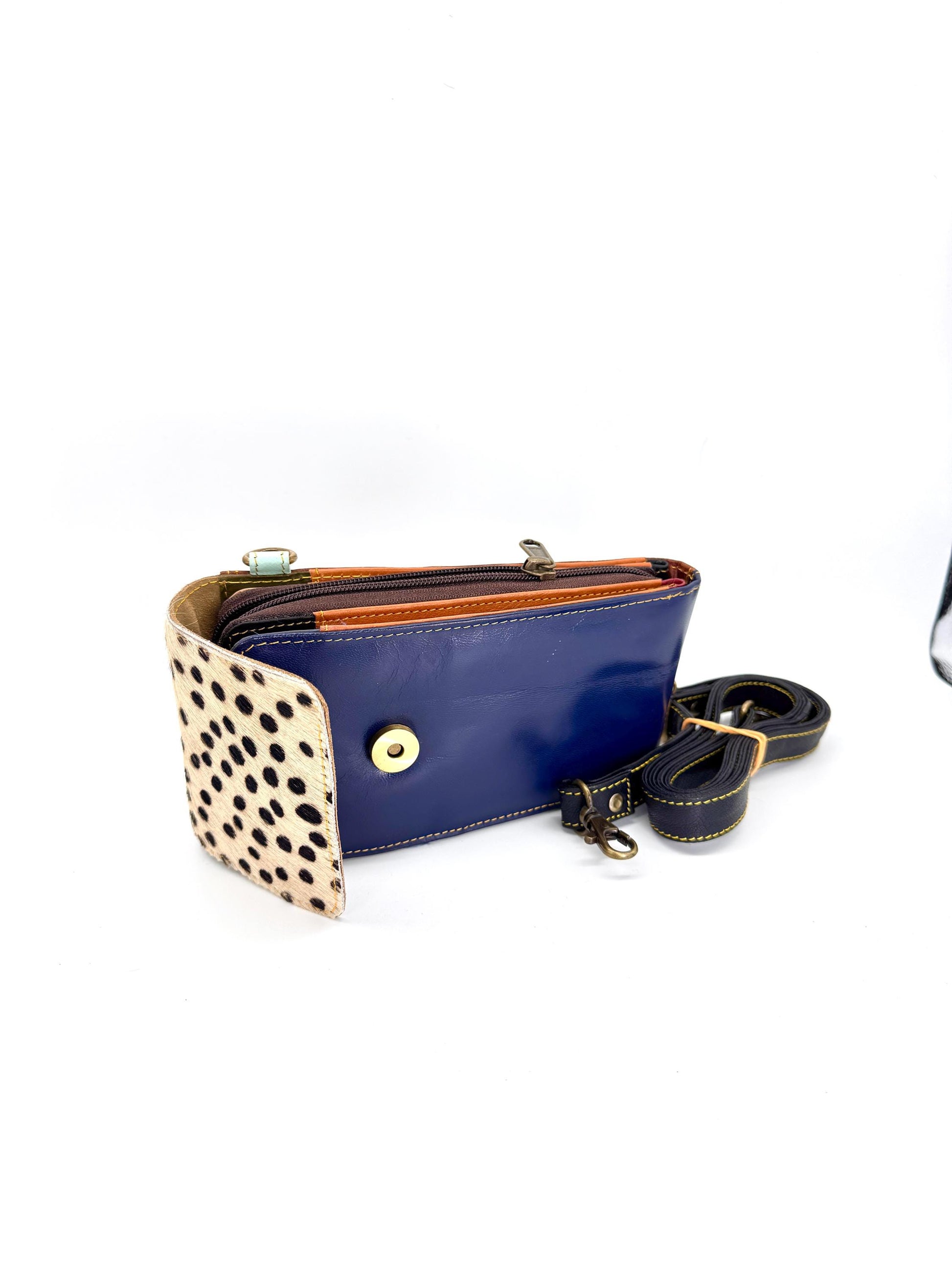 Coloured Leather Crossbody Phone Bag with Hide - JayKayBoutiqueOnline