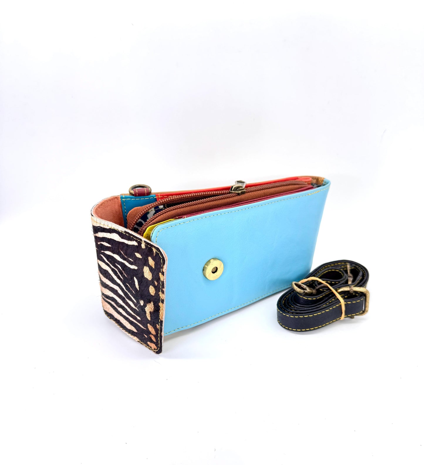 Coloured Leather Crossbody Phone Bag with Hide - JayKayBoutiqueOnline
