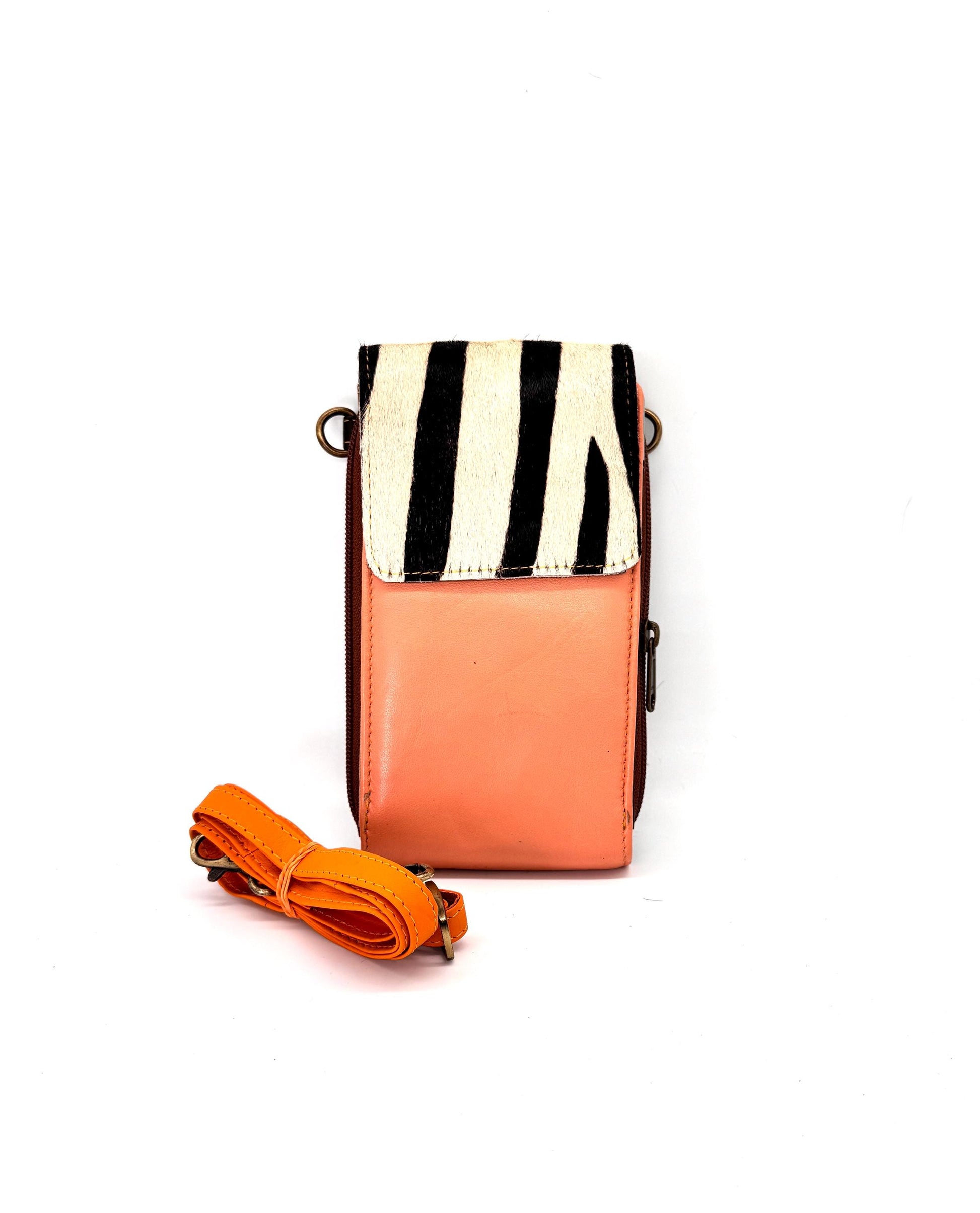 Coloured Leather Crossbody Phone Bag with Hide - JayKayBoutiqueOnline
