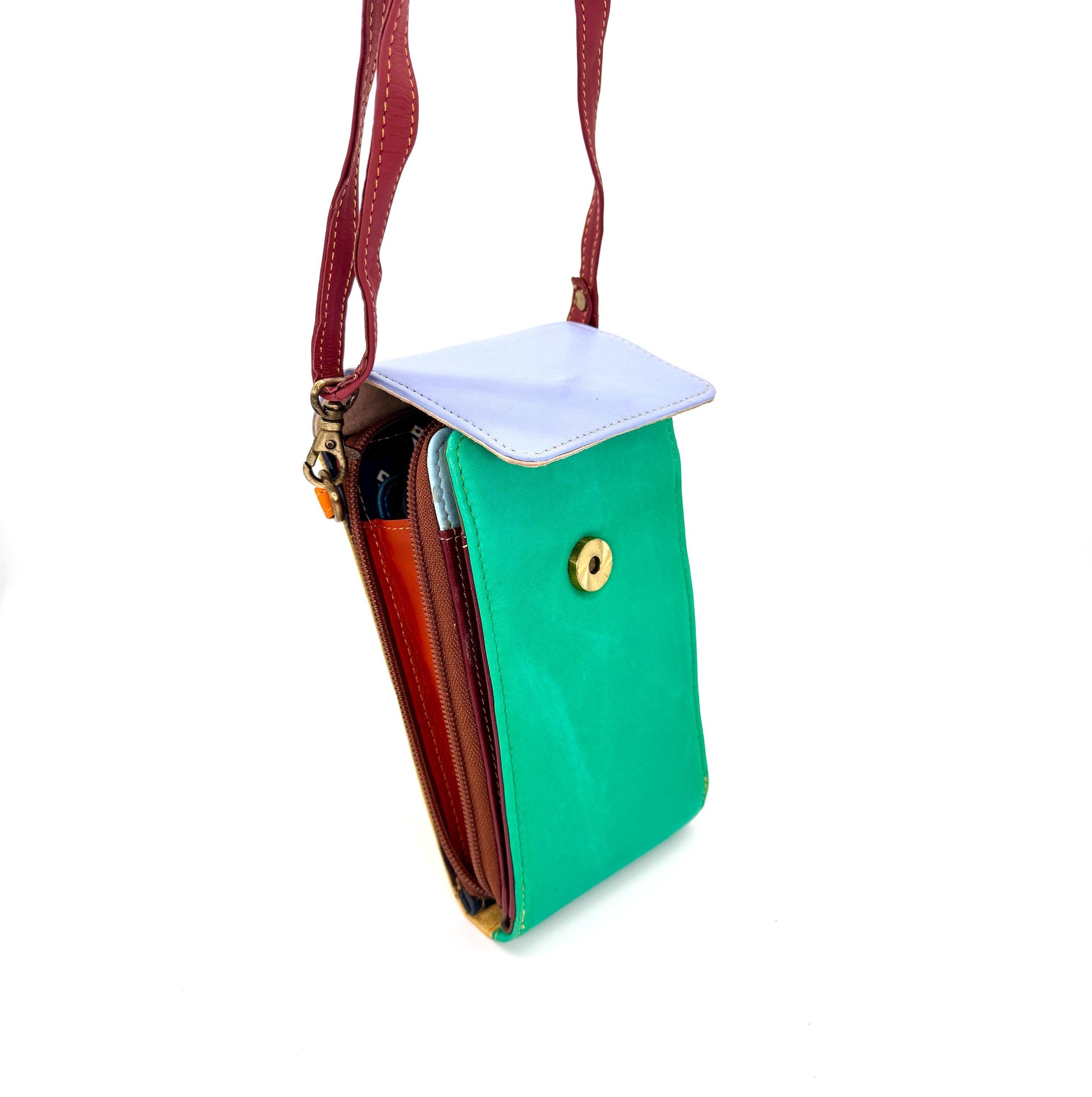 Upcycled Leather Crossbody Phone Bag - JayKayBoutiqueOnline