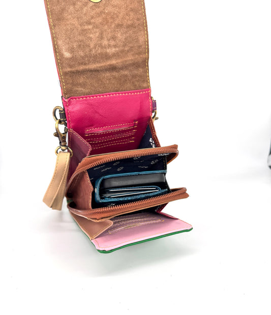 Upcycled Leather Crossbody Phone Bag - JayKayBoutiqueOnline