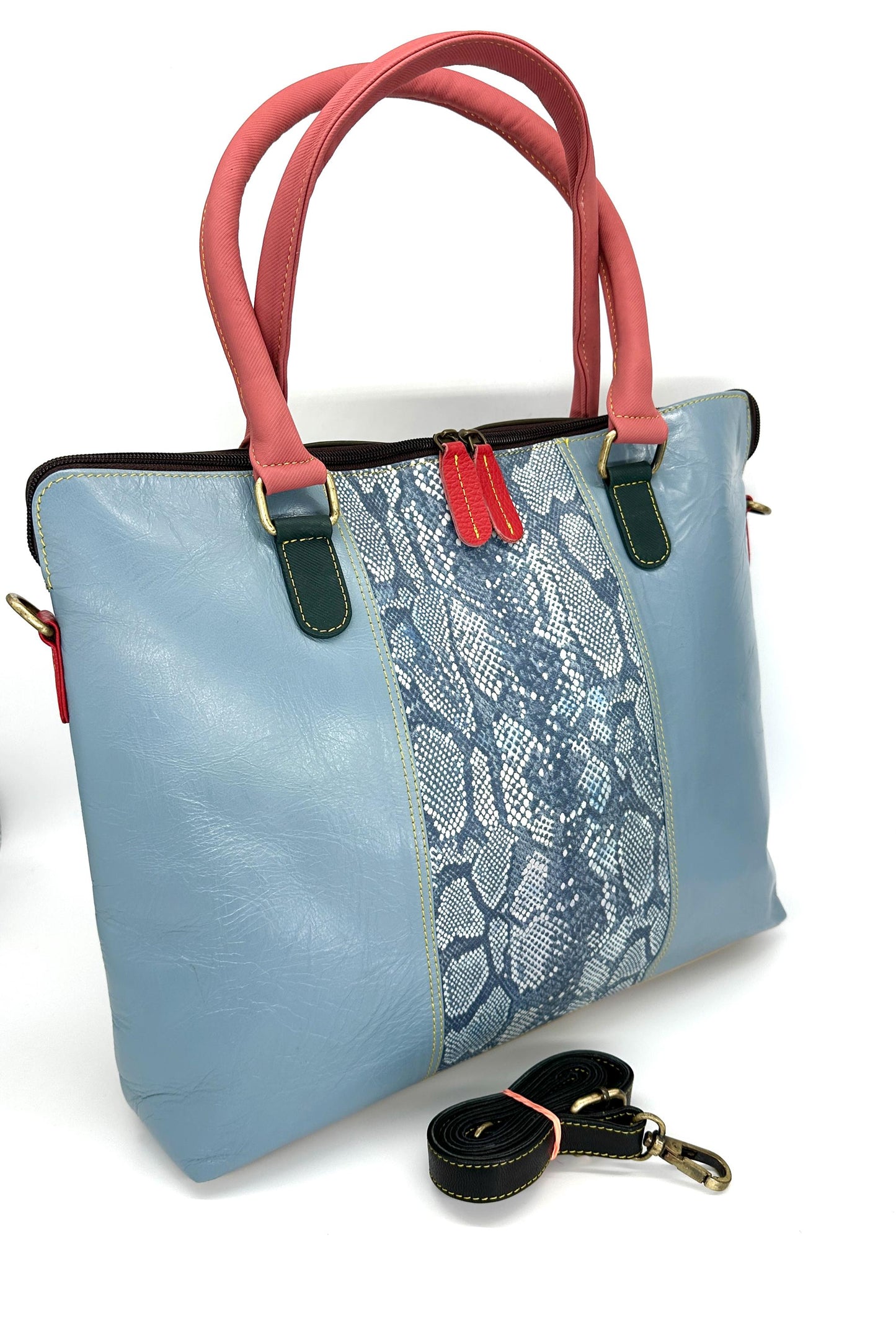 Recycled Coloured Leather 16" Laptop Tote Bag - JayKayBoutiqueOnline