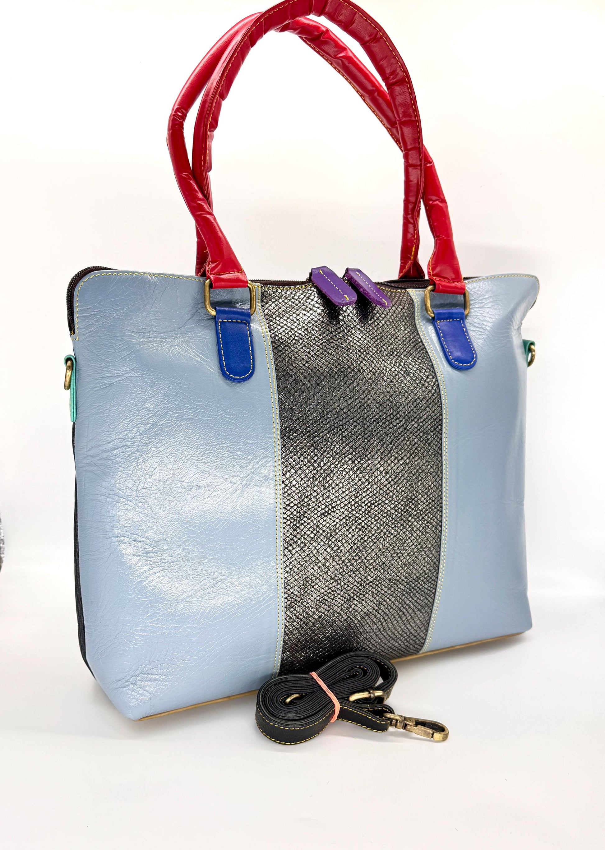 Recycled Coloured Leather 16" Laptop Tote Bag - JayKayBoutiqueOnline