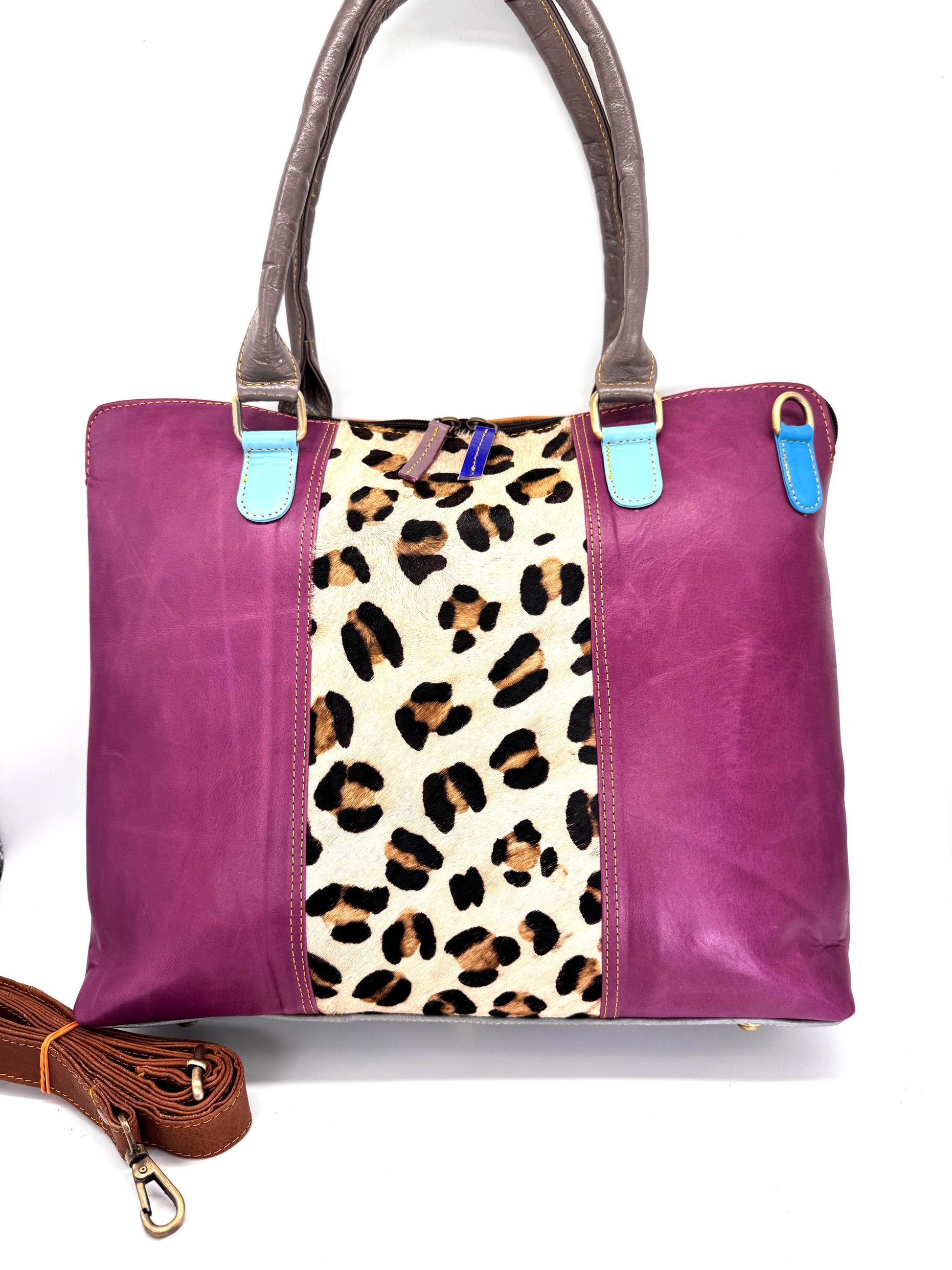 Recycled Coloured Leather 16" Laptop Tote Bag - JayKayBoutiqueOnline