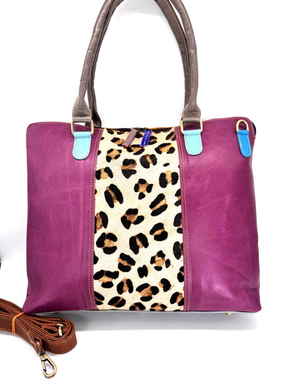 Recycled Coloured Leather 16" Laptop Tote Bag - JayKayBoutiqueOnline