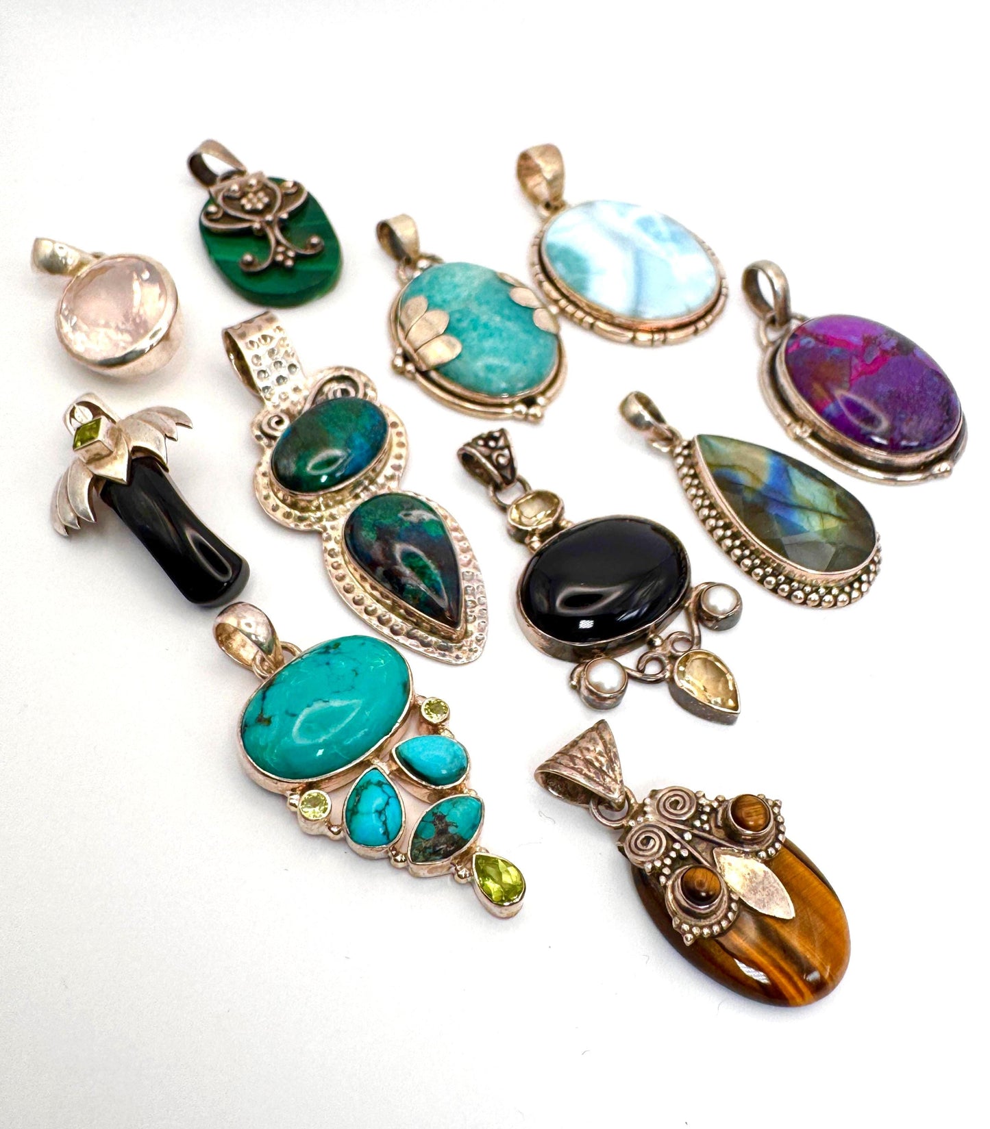 925 German Silver Gemstone Pendants – Artisan Boho Handcrafted Charm Necklace - JayKayBoutiqueOnline