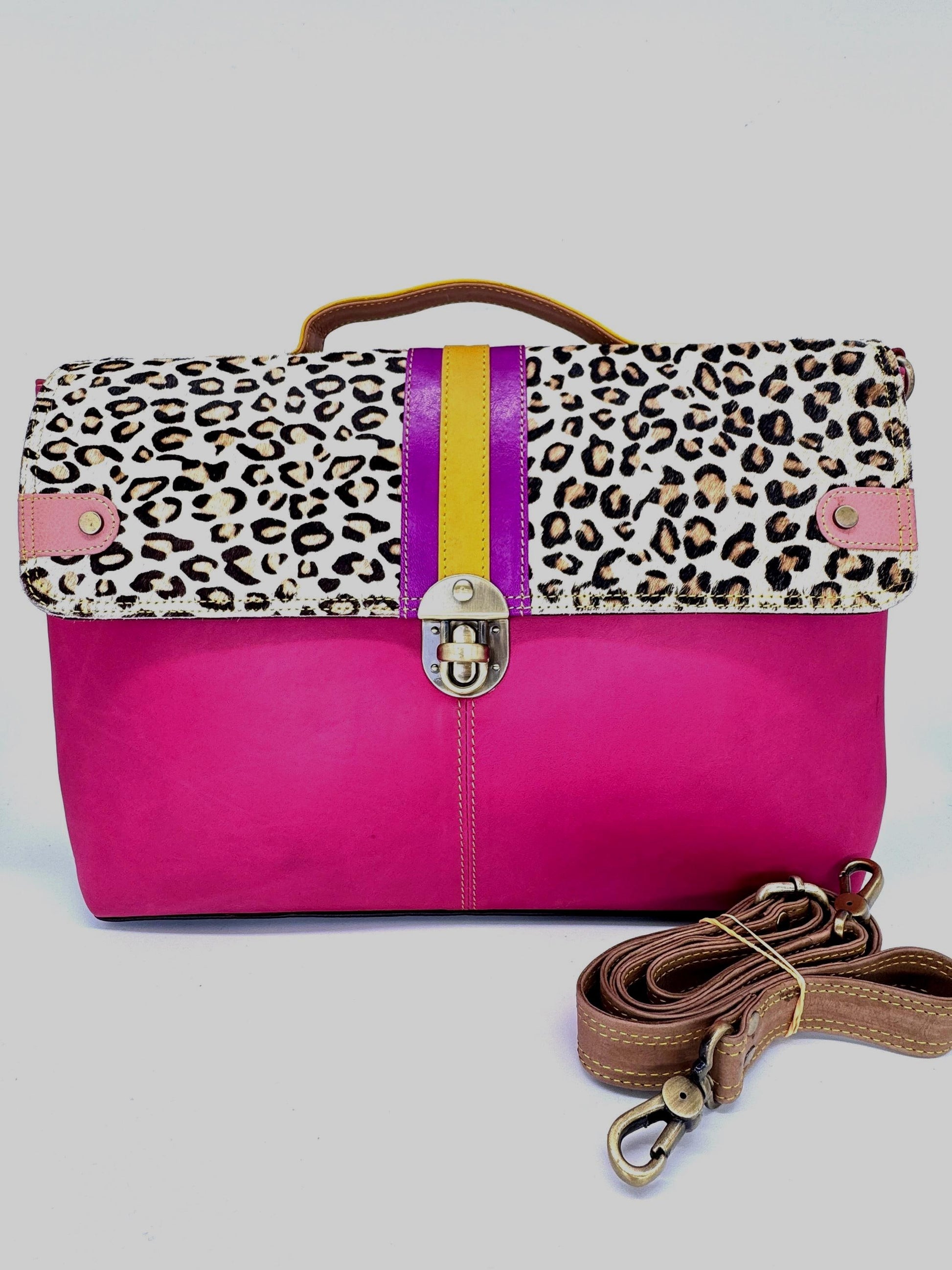 Recycled Coloured Leather Laptop Briefcase Bag, Colourful Unique Briefcase - JayKayBoutiqueOnline