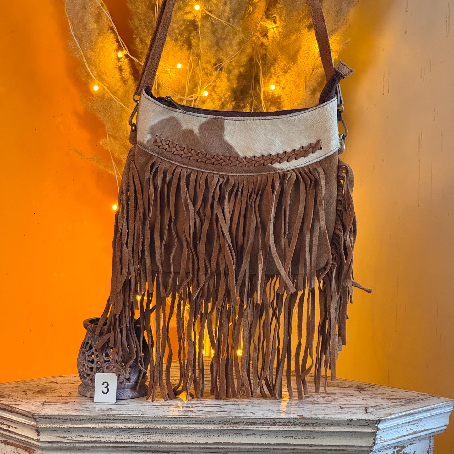 Handmade Fringed Suede Bag, Western Cowhide Crossbody - JayKayBoutiqueOnline