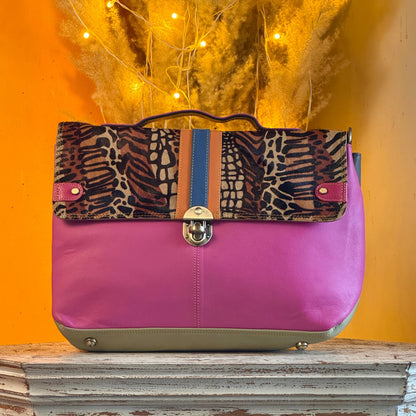 Recycled Coloured Leather Laptop Briefcase Bag, Colourful Unique Briefcase - JayKayBoutiqueOnline