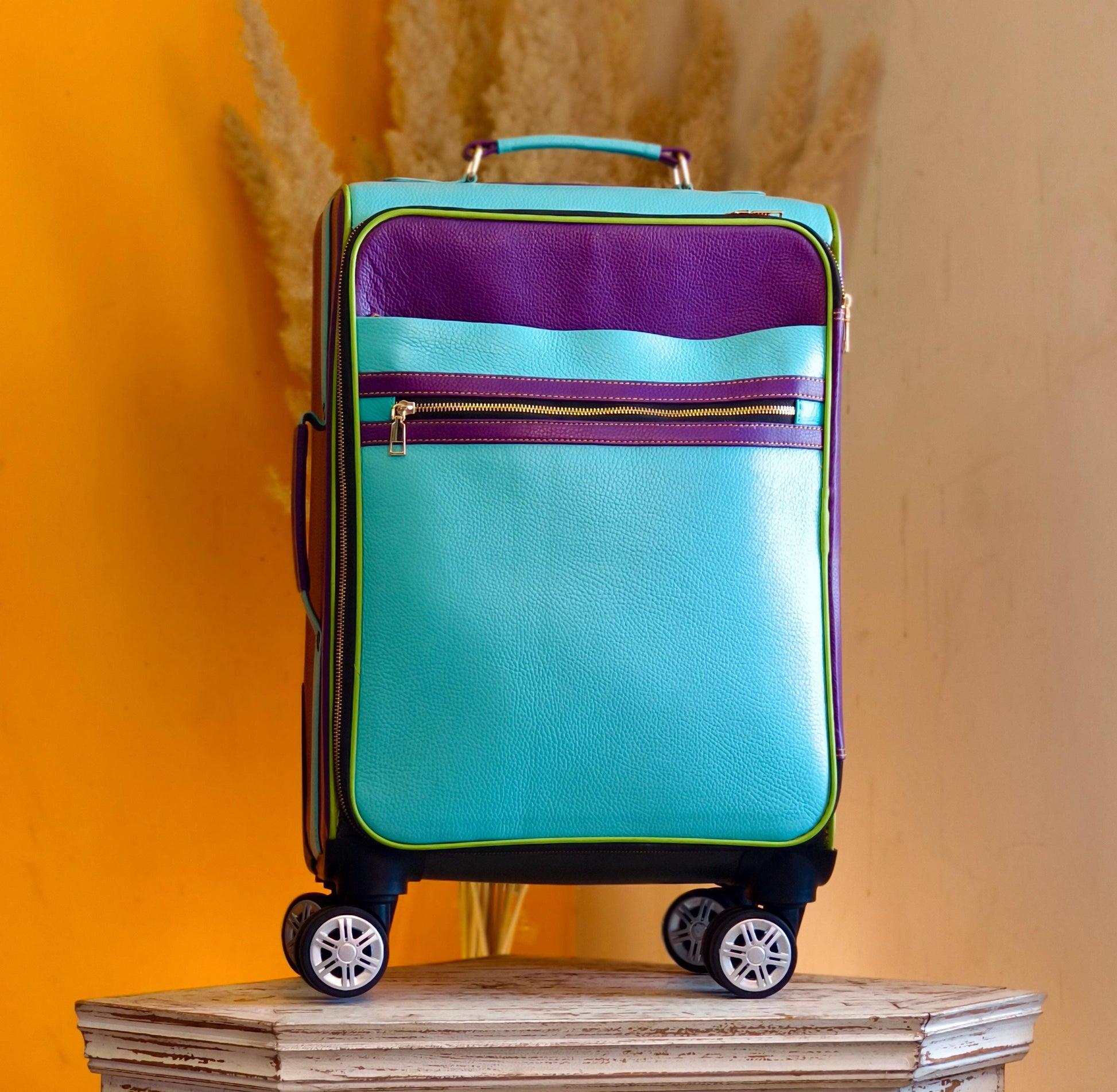 Recycled Leather Cabin Suitcase - JayKayBoutiqueOnline