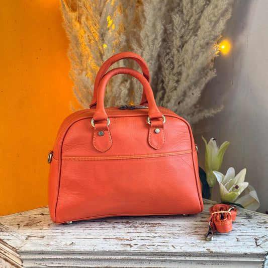 Coloured Premium Leather Top Handle Bags in Various Colours - JayKayBoutiqueOnline