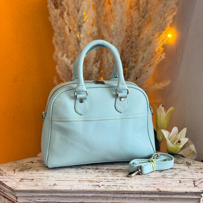 Recycled Coloured Leather Boston Bag, Vintage Style Top Handle Crossbody Handbag - JayKayBoutiqueOnline