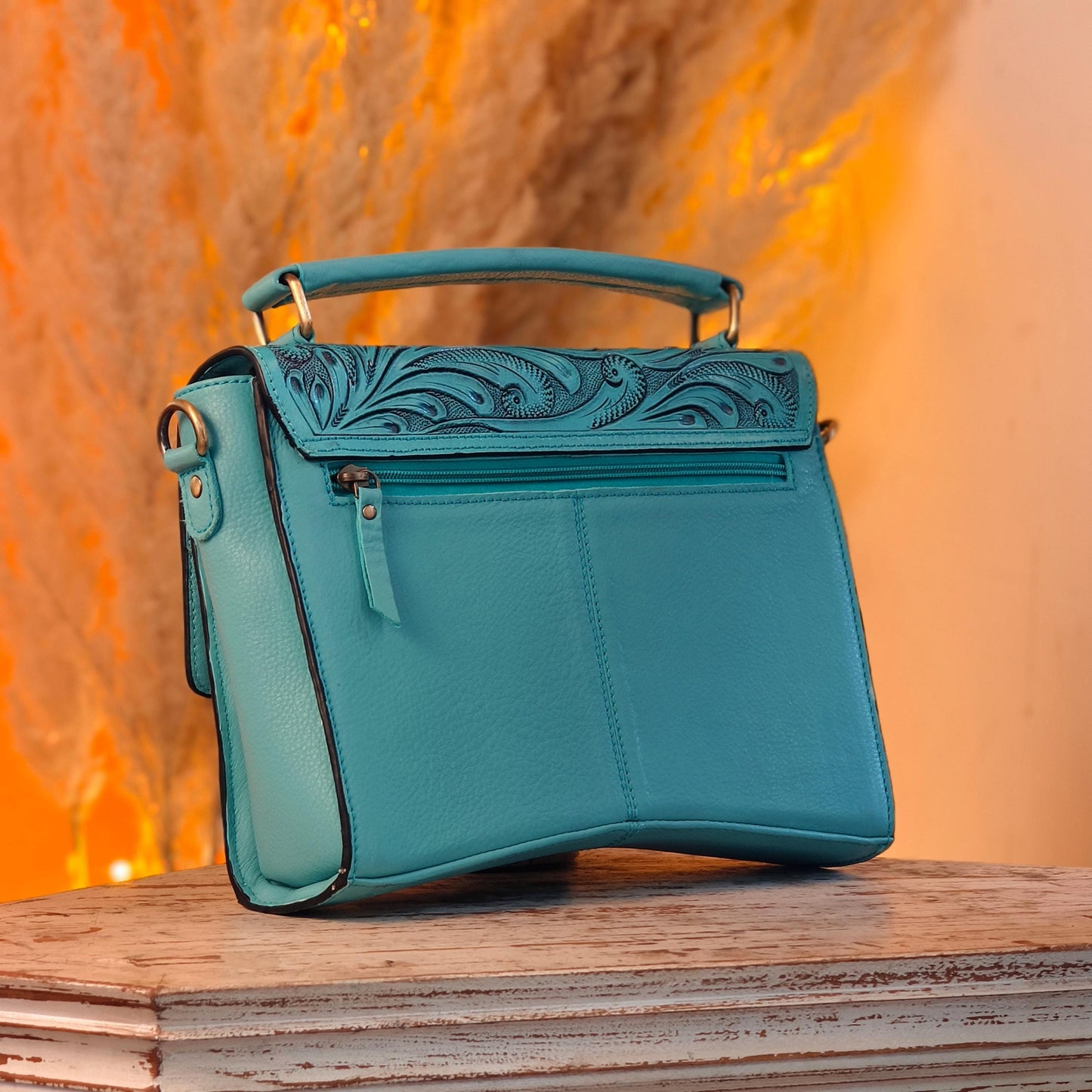 Moon Hand Tooled Full Grain Leather Bag - JayKayBoutiqueOnline