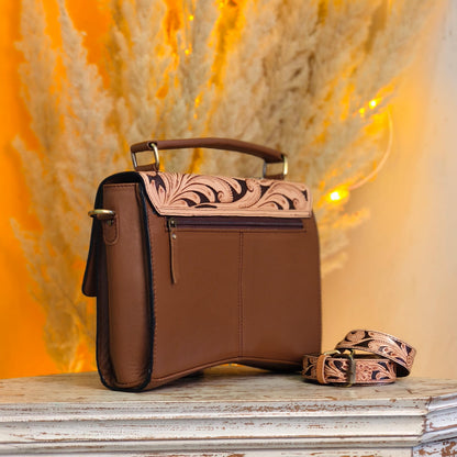 Moon Hand Tooled Full Grain Leather Bag - JayKayBoutiqueOnline