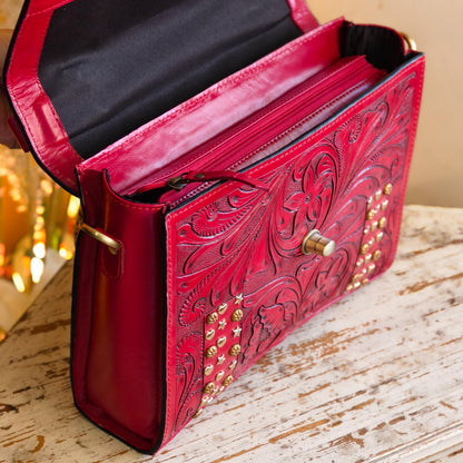 Moon Hand Tooled Full Grain Leather Bag - JayKayBoutiqueOnline