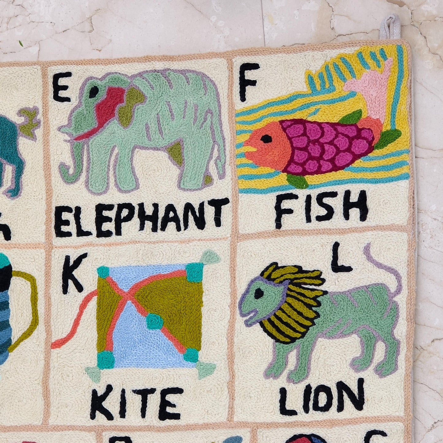 Handmade Alphabet Tapestry for Babies and Kids in Landscape Wall Hanging: Crewel Wool Embroidery ABC Wall Hanging Nursery Decor BabyShower - JayKayBoutiqueOnline