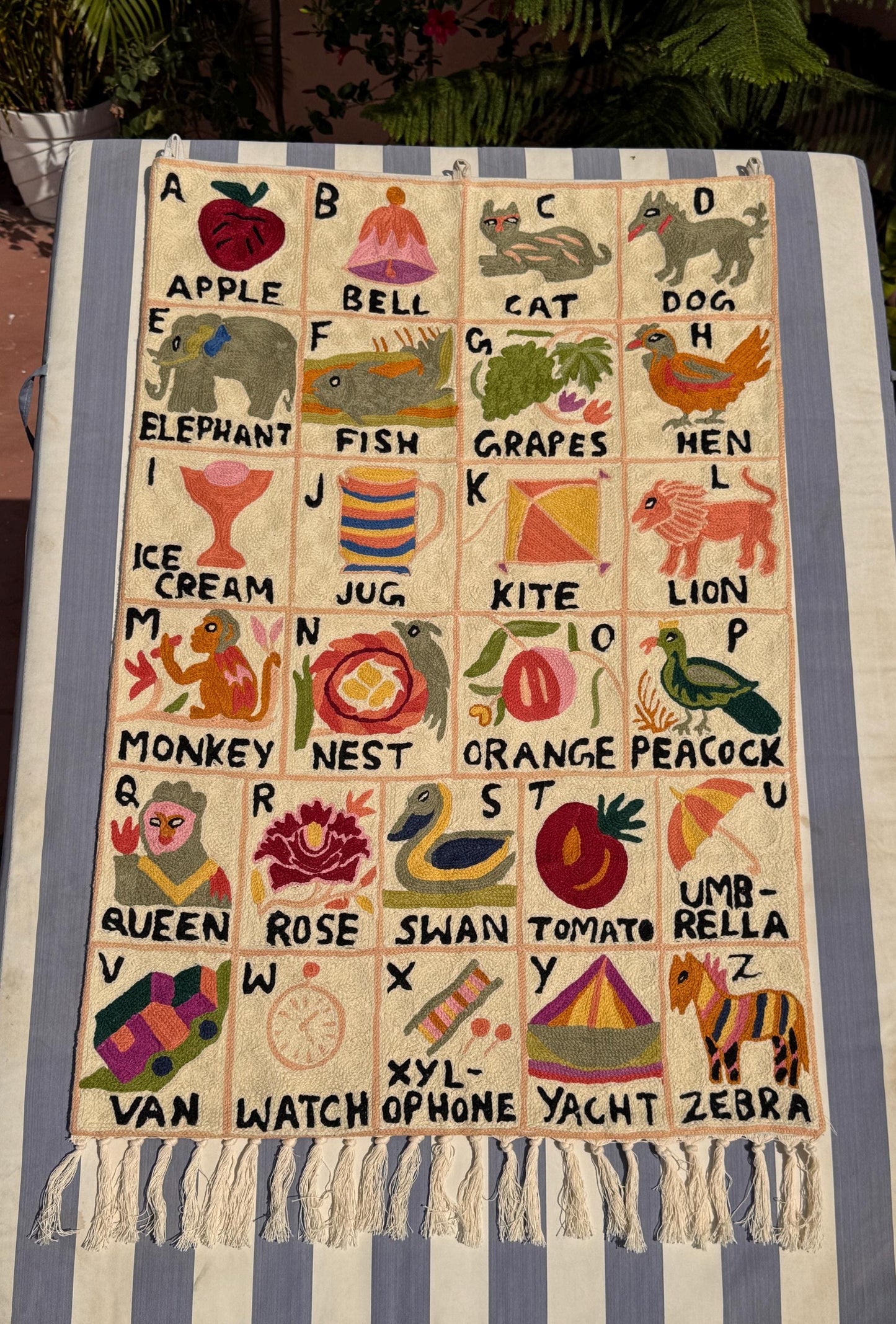 Alphabet Tapestry Pinks Pastel Nursery Wall Decor for Baby Girl in Pink and Pastels, handmade ABC wall Hanging - JayKayBoutiqueOnline