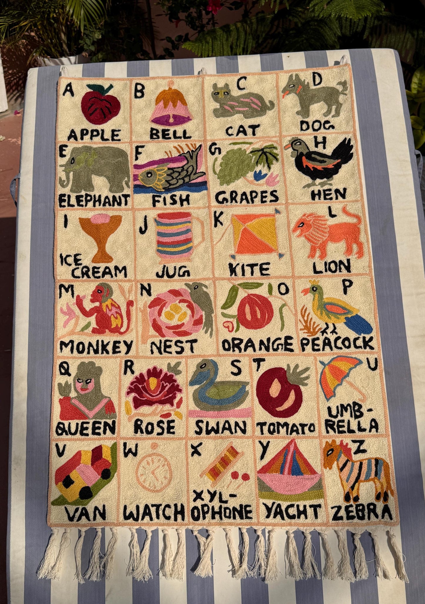 DUP Alphabet Tapestry Pinks Pastel Nursery Wall Decor for Baby Girl in Pink and Pastels, handmade ABC wall Hanging - JayKayBoutiqueOnline