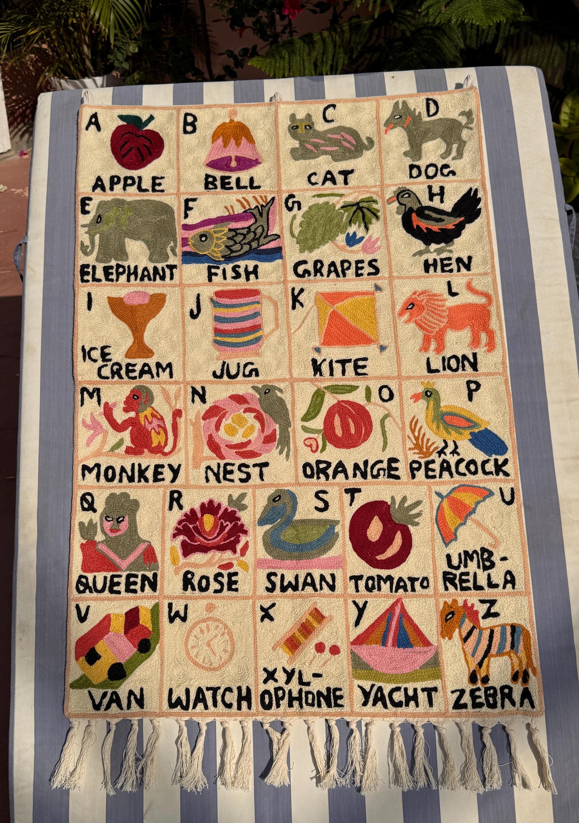 DUP Alphabet Tapestry Pinks Pastel Nursery Wall Decor for Baby Girl in Pink and Pastels, handmade ABC wall Hanging - JayKayBoutiqueOnline