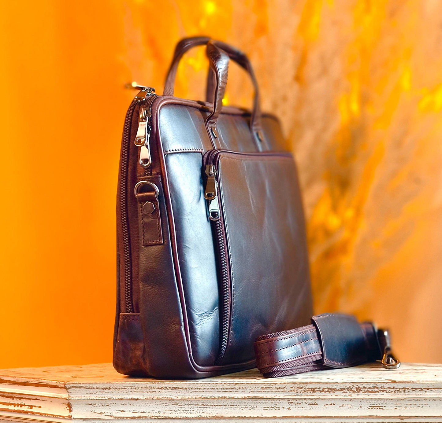 Leather 17.5" Laptop Briefcase Satchel Bag - JayKayBoutiqueOnline