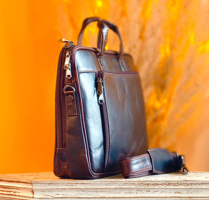Leather 17.5" Laptop Briefcase Satchel Bag - JayKayBoutiqueOnline