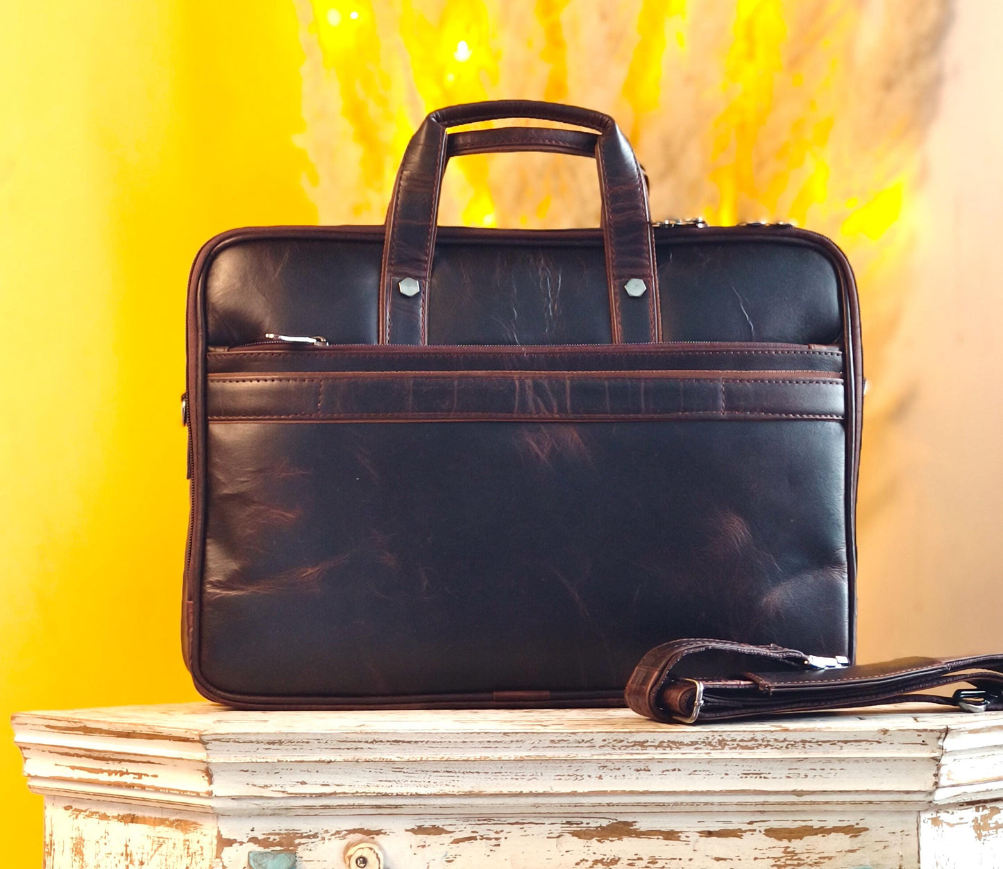 Leather 17.5" Laptop Briefcase Satchel Bag - JayKayBoutiqueOnline