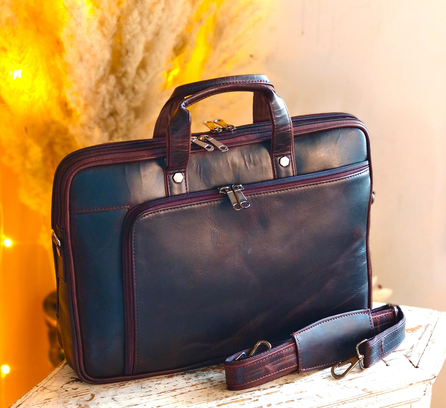 Leather 17.5" Laptop Briefcase Satchel Bag - JayKayBoutiqueOnline