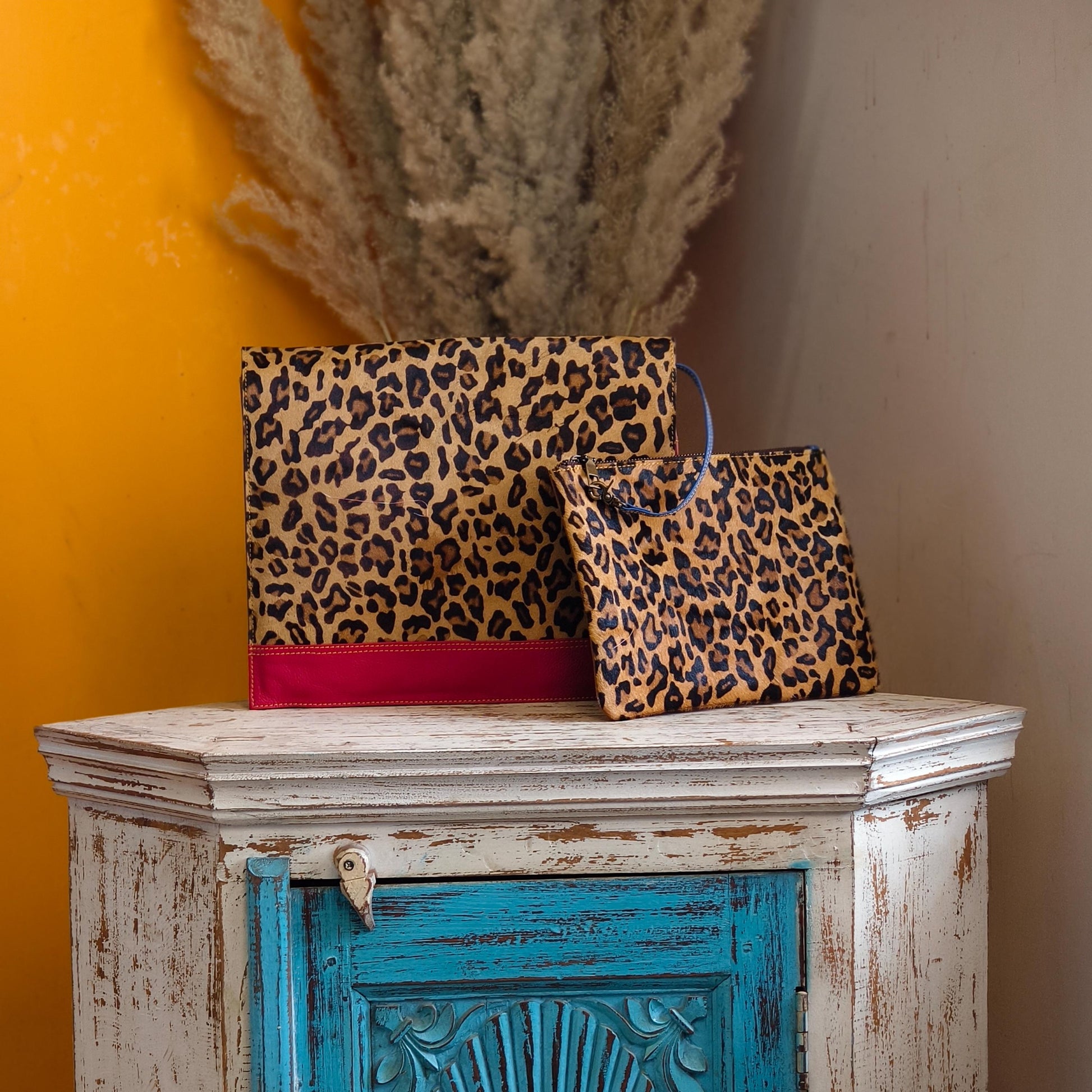 Recycled Leather Messenger Bag, Animal Print Cowhide Crossbody, iPad Tablet Satchel - JayKayBoutiqueOnline