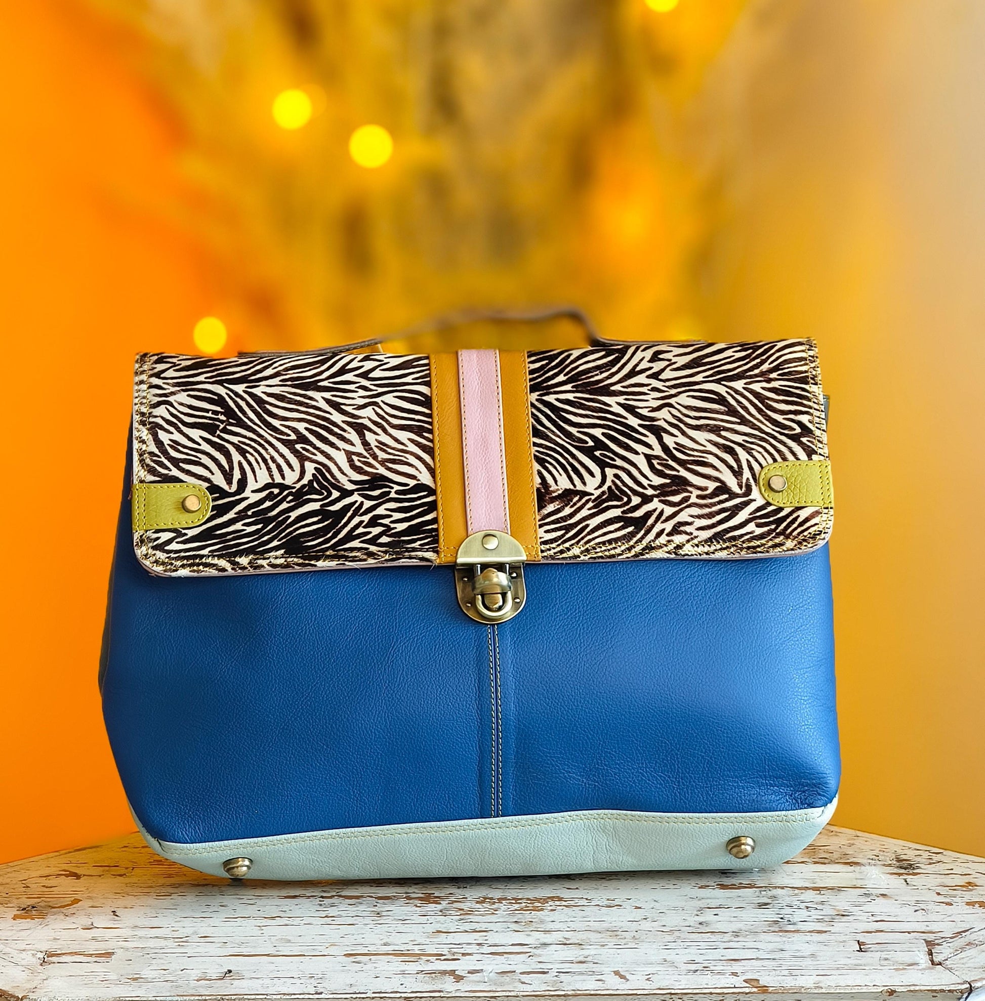 Recycled Coloured Leather Laptop Briefcase Bag, Colourful Unique Briefcase - JayKayBoutiqueOnline