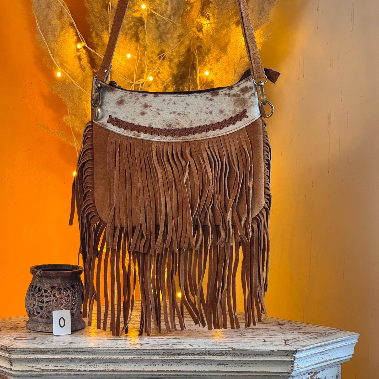 Handmade Fringed Suede Bag, Western Cowhide Crossbody - JayKayBoutiqueOnline