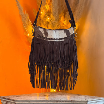 Handmade Fringed Suede Bag, Western Cowhide Crossbody - JayKayBoutiqueOnline