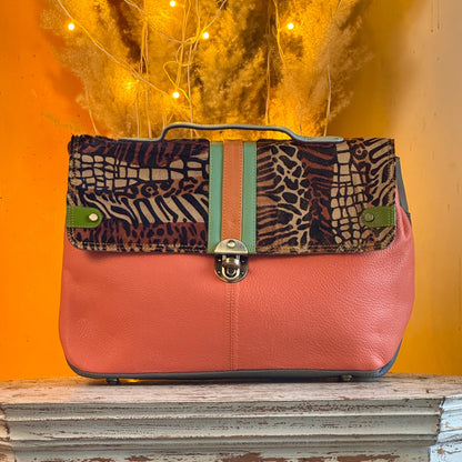 Recycled Coloured Leather Laptop Briefcase Bag, Colourful Unique Briefcase - JayKayBoutiqueOnline