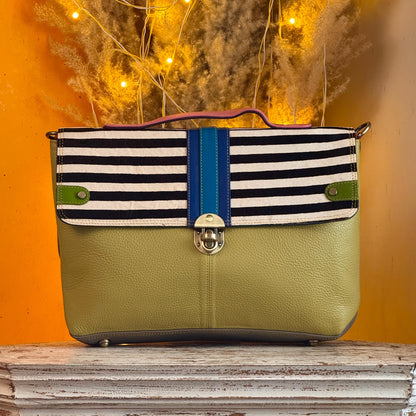 Recycled Coloured Leather Laptop Briefcase Bag, Colourful Unique Briefcase - JayKayBoutiqueOnline