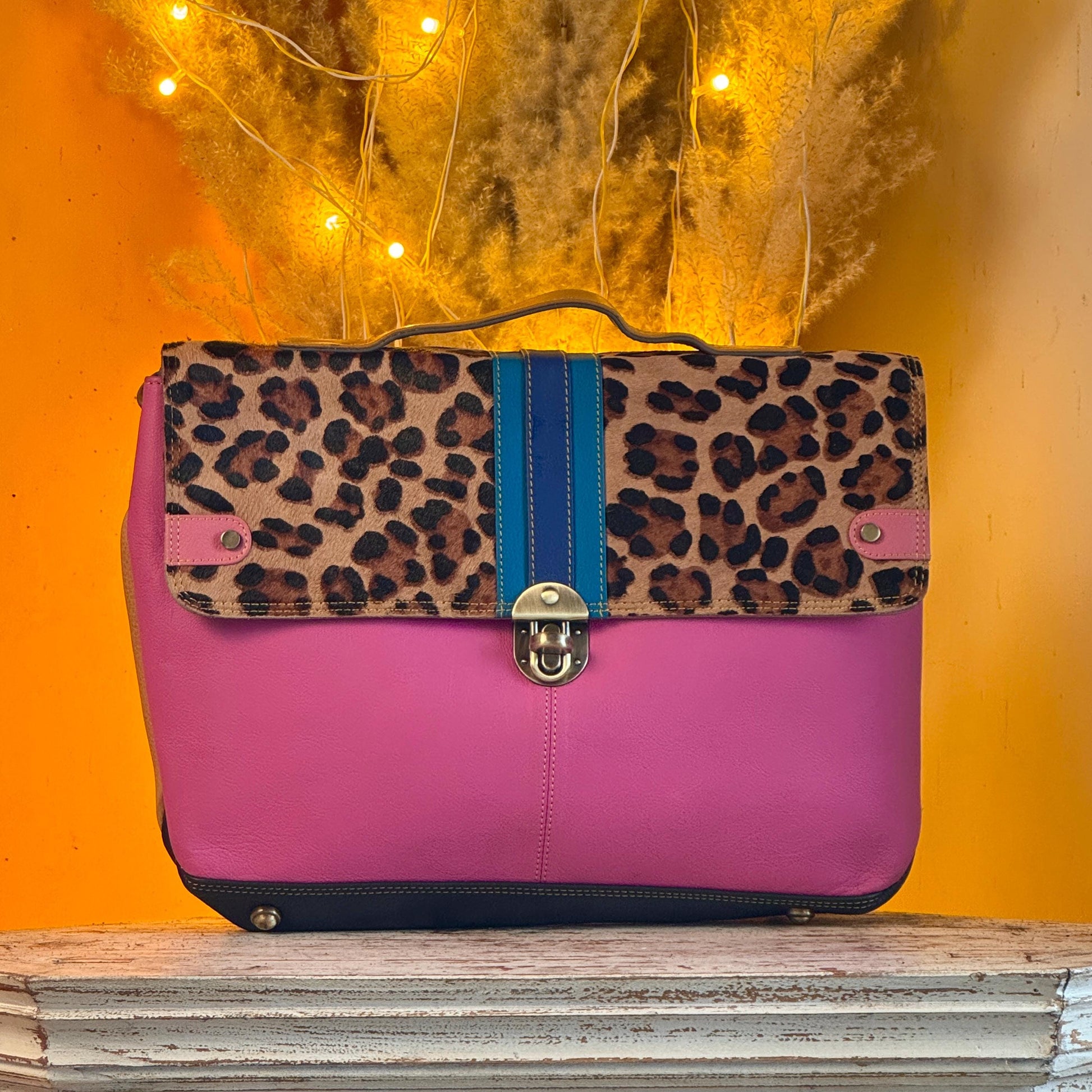 Recycled Coloured Leather Laptop Briefcase Bag, Colourful Unique Briefcase - JayKayBoutiqueOnline