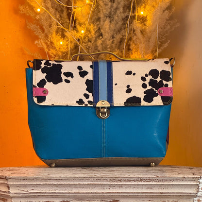 Recycled Coloured Leather Laptop Briefcase Bag, Colourful Unique Briefcase - JayKayBoutiqueOnline