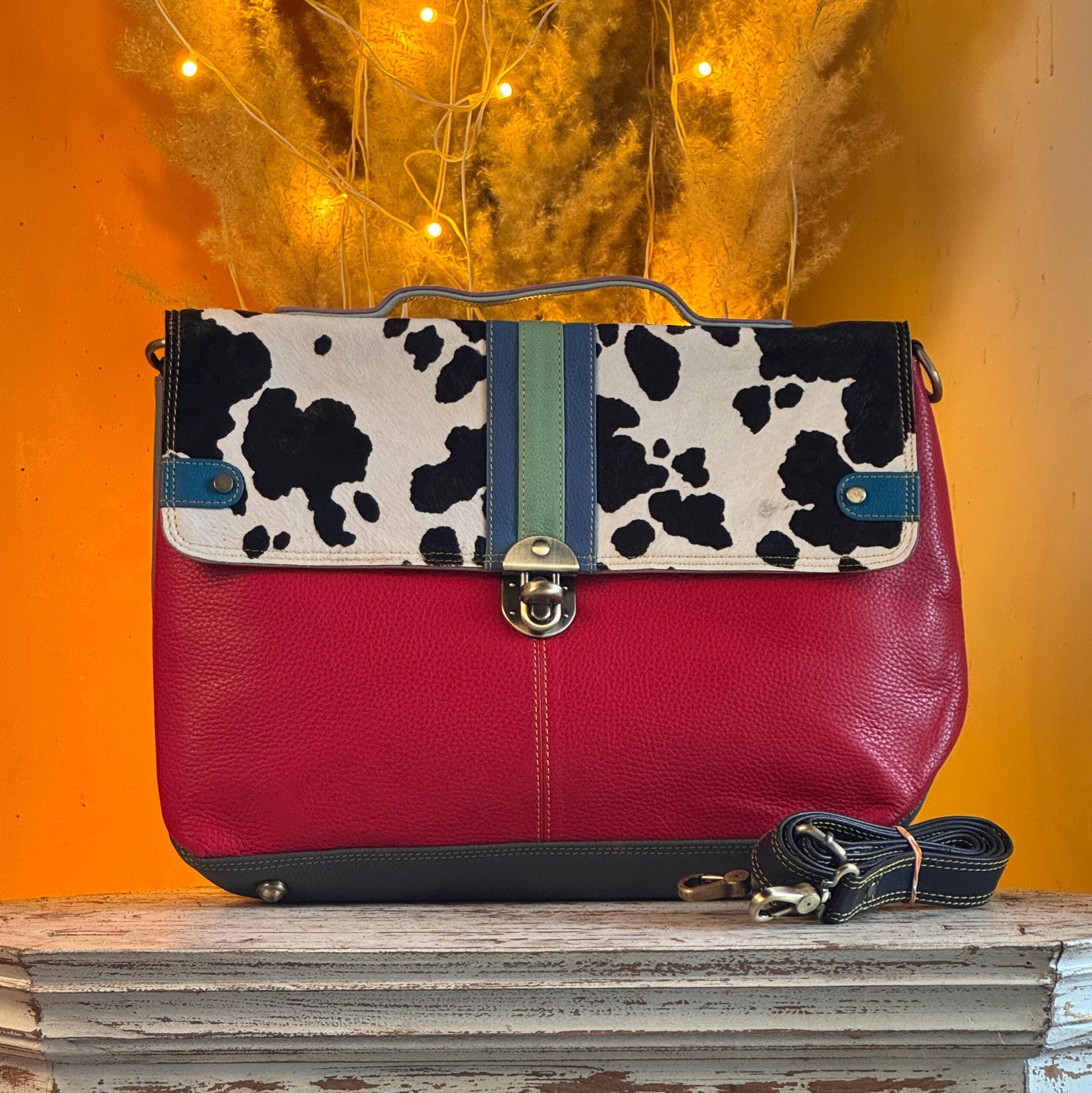 Recycled Coloured Leather Laptop Briefcase Bag, Colourful Unique Briefcase - JayKayBoutiqueOnline