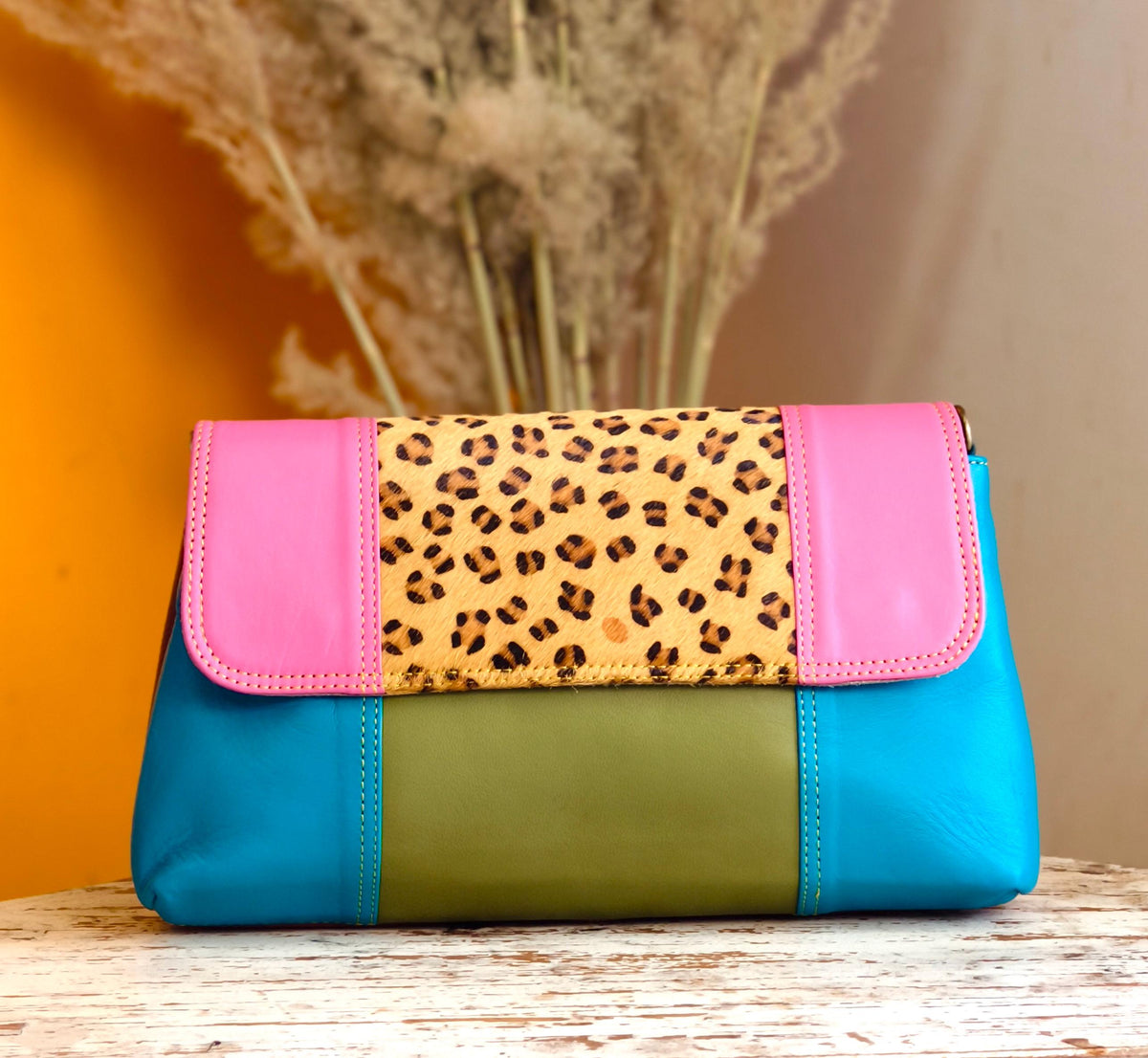 Colour Block Leather Crossbody Bag - JayKayBoutiqueOnline