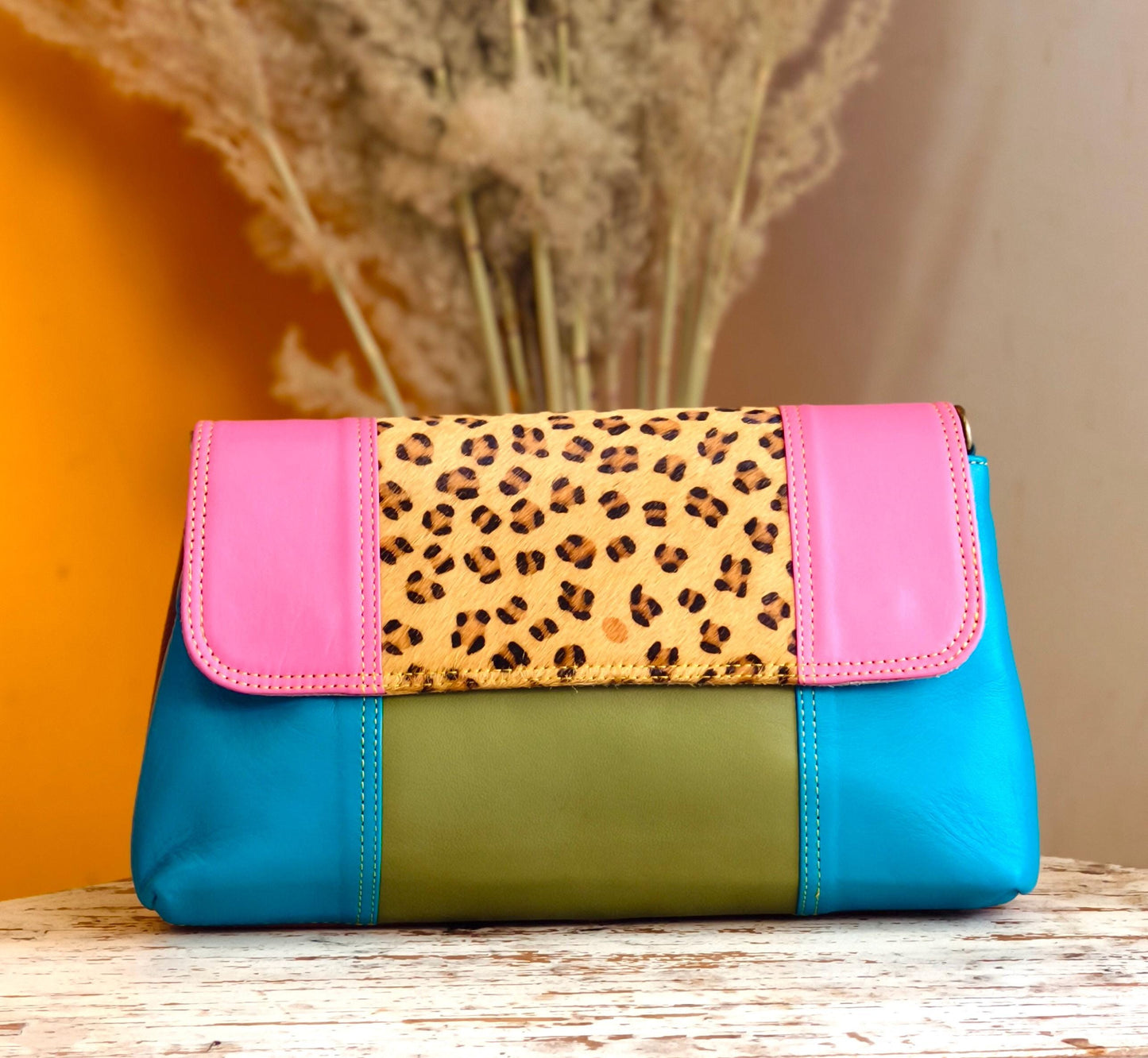 Block Coloured Leather Crossbody Bag - JayKayBoutiqueOnline
